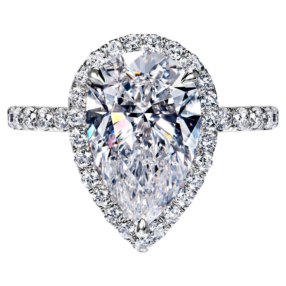 5 Carat Pear Shape Diamond Engagement Ring GIA Certified F VS1 For Sale