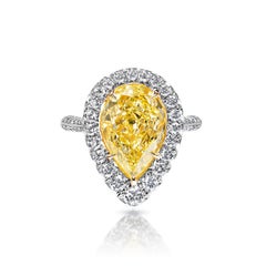 5 Carat Pear Shape Diamond Engagement Ring GIA Certified FIY SI1