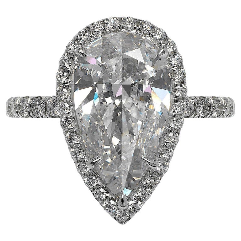Bague de fiançailles avec diamant en forme de poire de 5 carats certifié FP  VS1 par le GIA En vente sur 1stDibs