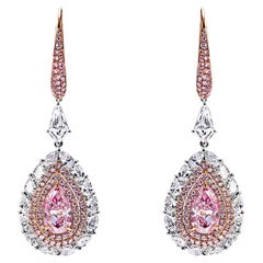 5 Carat Pear Shape Diamond Hanging Earrings GIA Certified LP FP VS1 - SI1