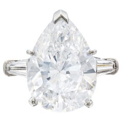 5 Carat Pear Statement Brilliant White  Radiant Elegance Diamond Ring