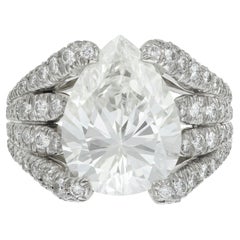 5 Carat Pear Statement Brilliant White VS Signature Sophistication Diamond Ring