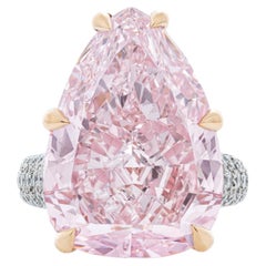 5 Carat Pear Statement Fancy light pink 14K Gold Sunlit Royal Diamond Ring