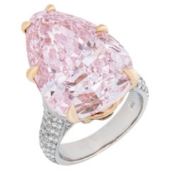 5 Carat Pear Statement Fancy light pink 14K Gold Sunlit Royal Diamond Ring