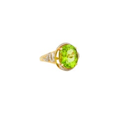 Sunita Nahata Peridot 5.00ct. Fancy Ring in 18K Yellow Gold with Diamond.