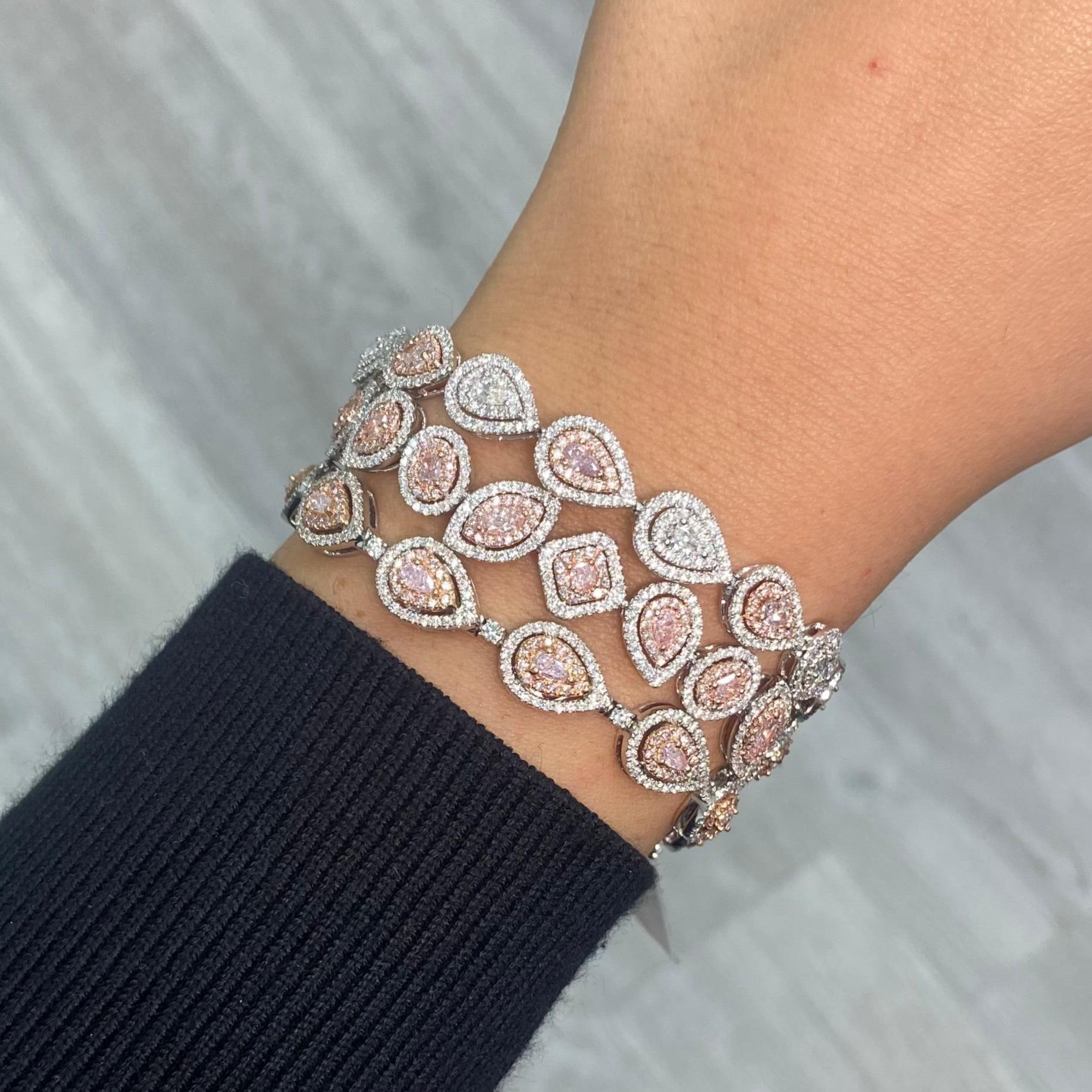 5 Karat Pink Diamond Armband in gemischter Form (Gemischter Schliff) im Angebot