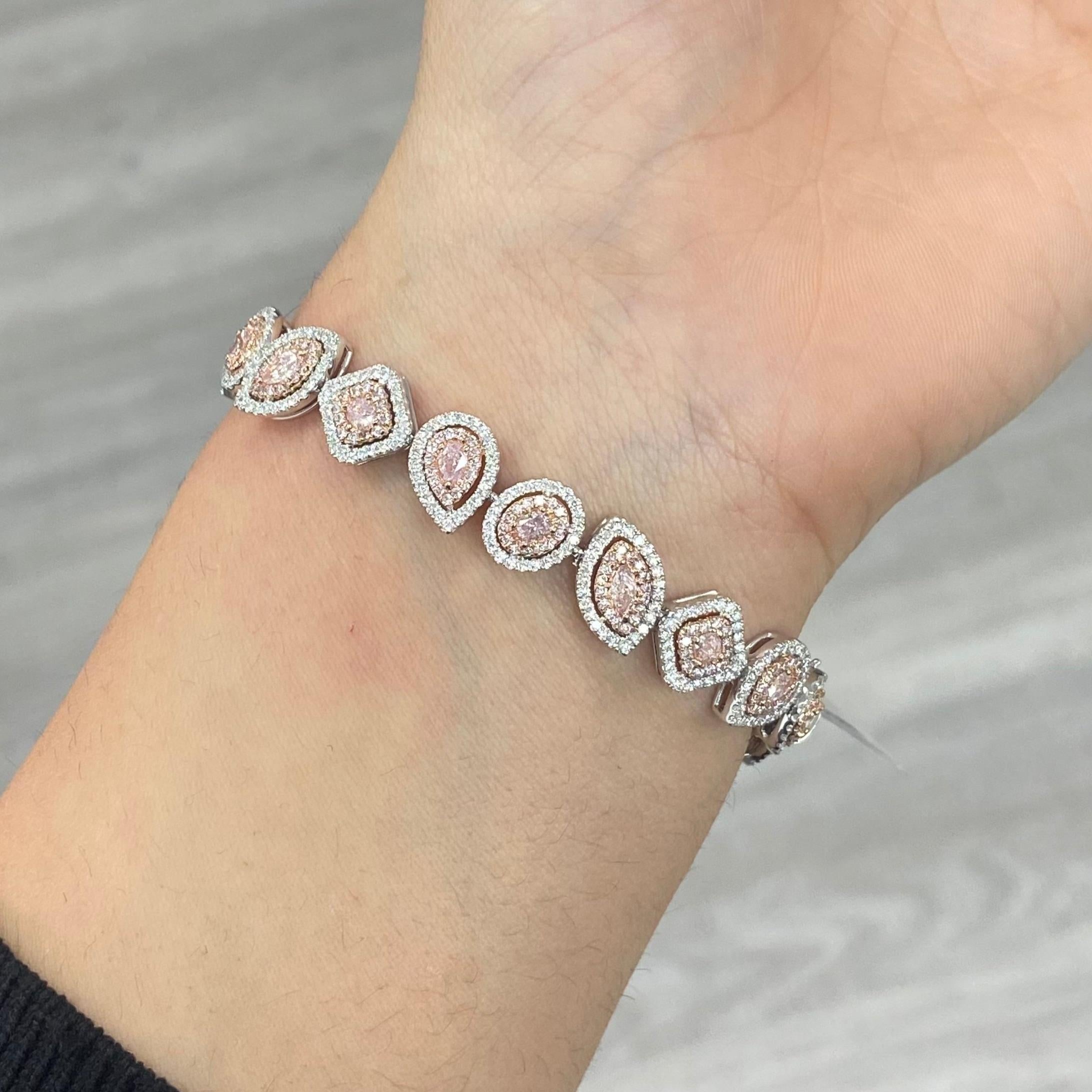 5 Karat Pink Diamond Armband in gemischter Form im Zustand „Neu“ im Angebot in New York, NY