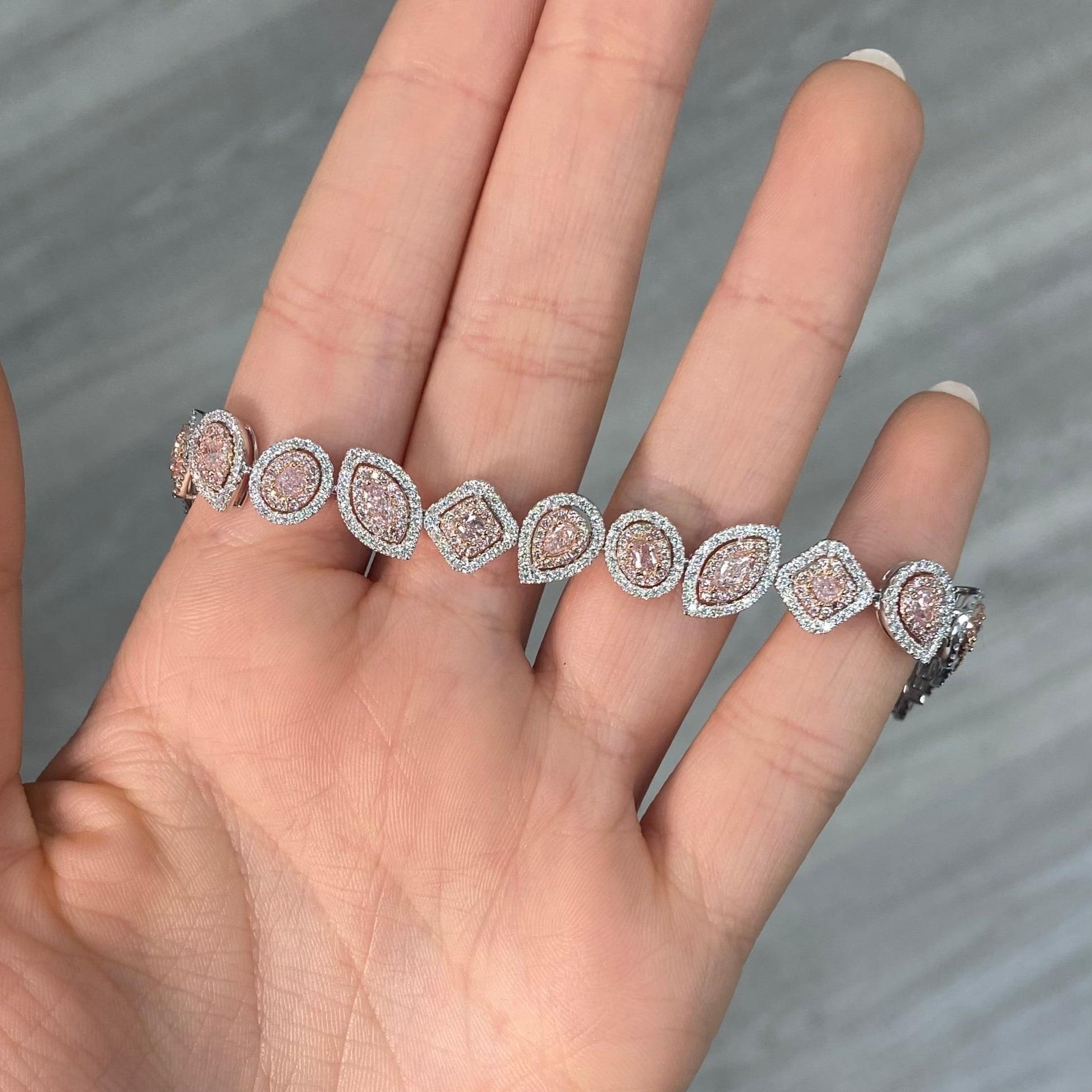 5 Karat Pink Diamond Armband in gemischter Form Damen im Angebot