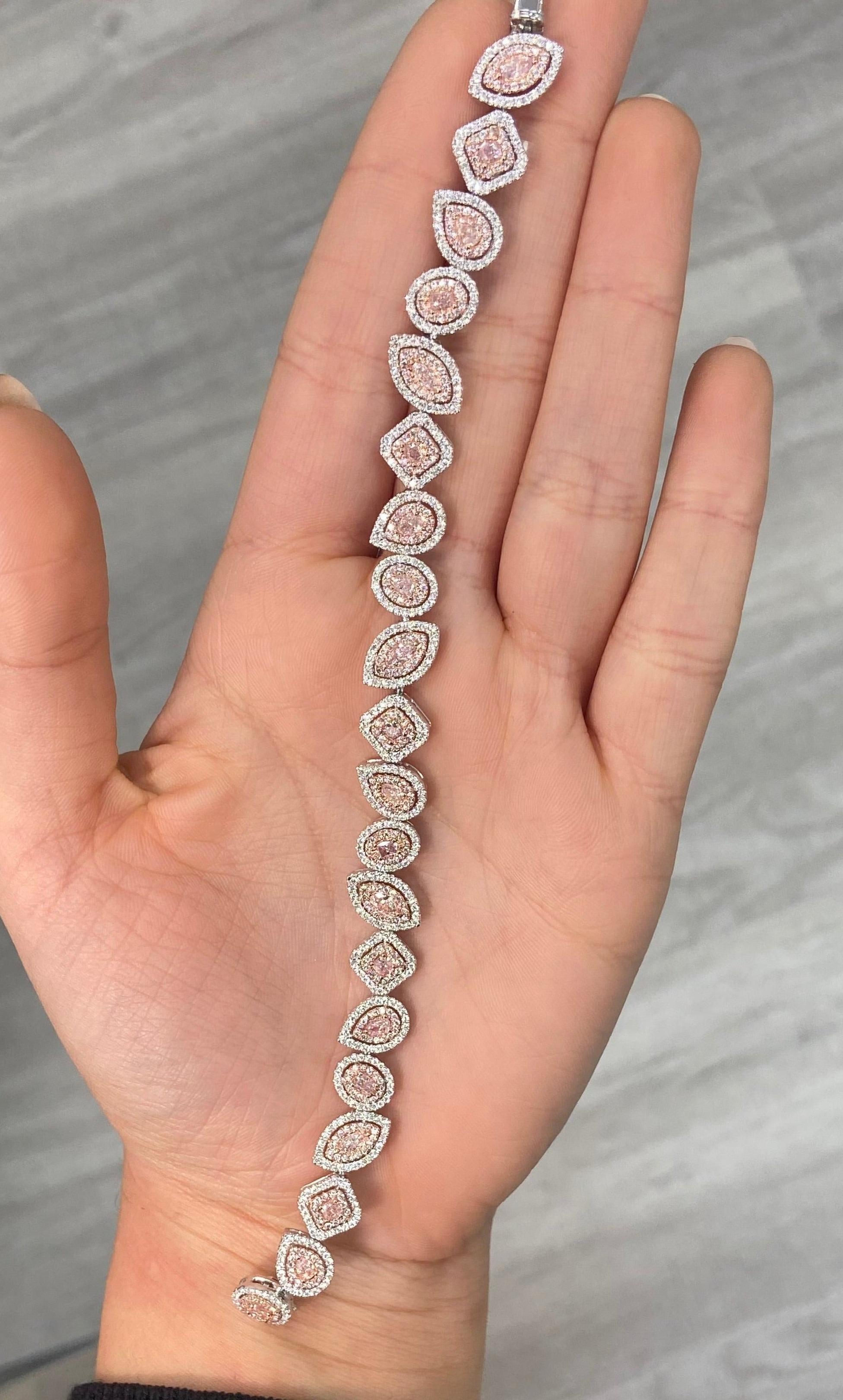 5 Karat Pink Diamond Armband in gemischter Form im Angebot 1