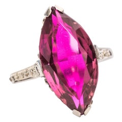 5 Carat Pink Marquise and 18 Karat Gold Filigree Ring, circa 1940s
