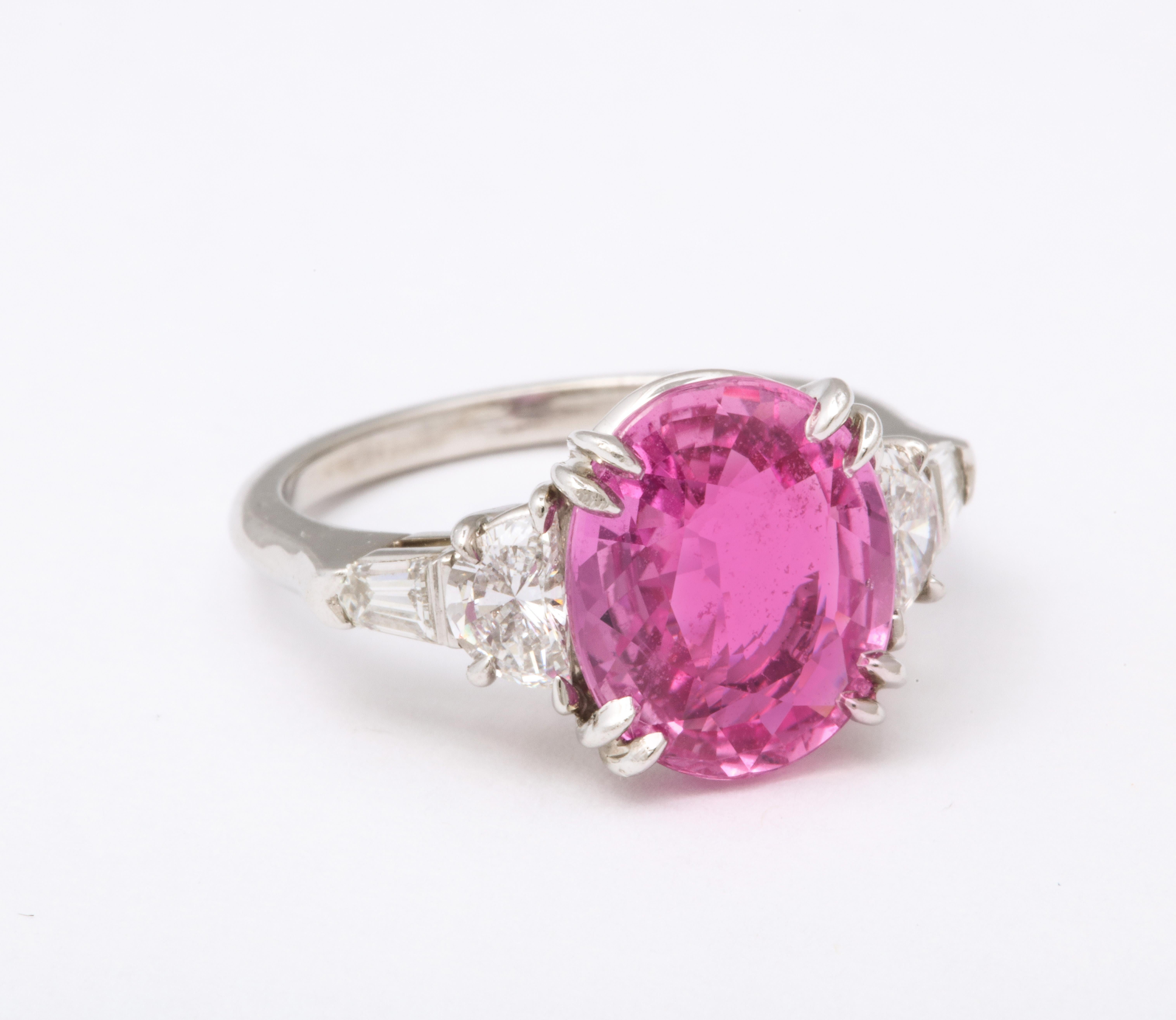 Oval Cut 5 Carat Pink Sapphire and Diamond Ring