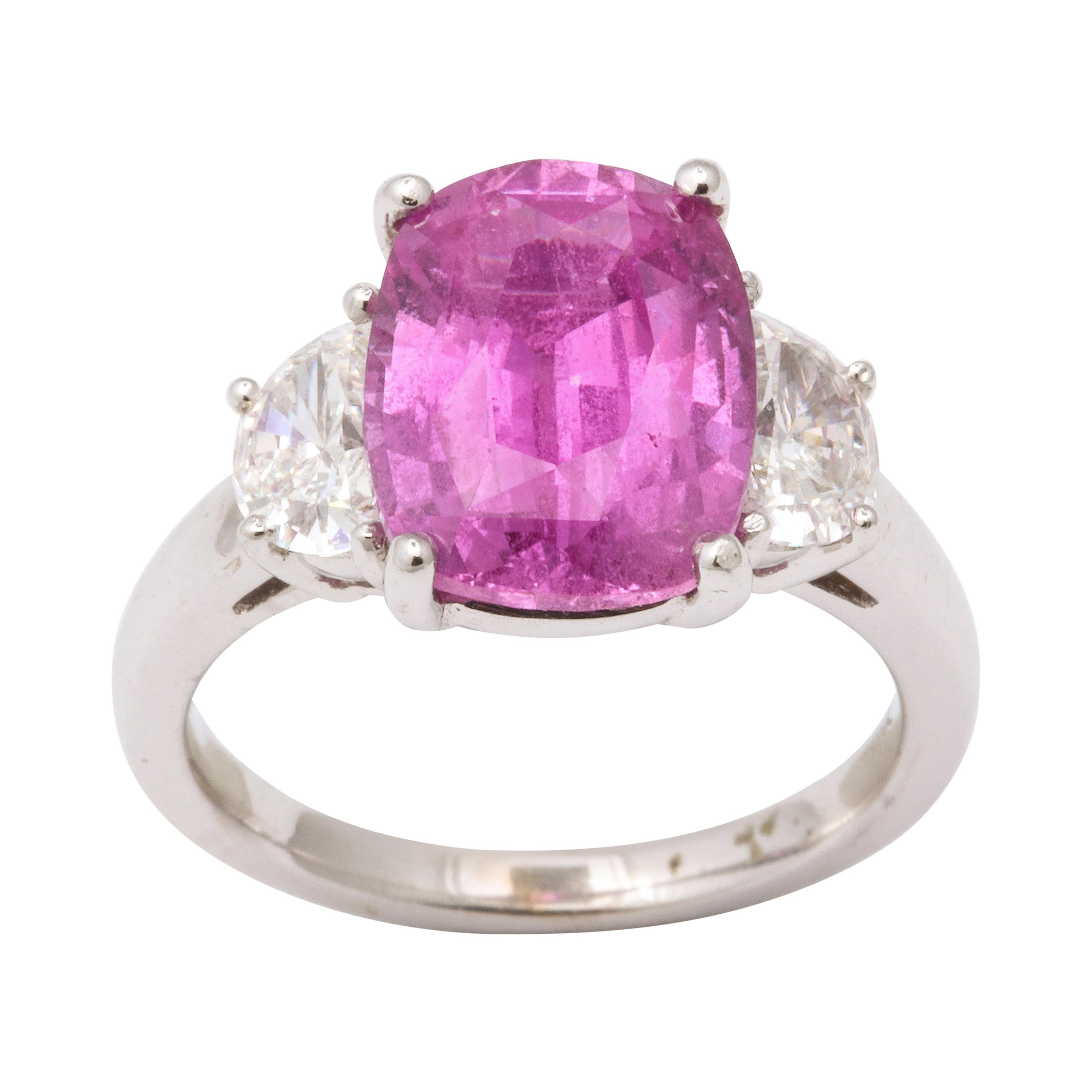 5 Carat Pink Sapphire and Diamond Ring For Sale