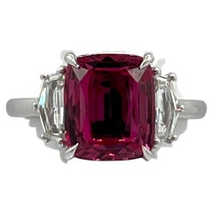 5 Carat Pink Sapphire Cushion and Cadillac Diamond Ring in 18K White Gold
