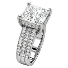5 Carat Princess Cut Diamond Ring F VVS GIA Platinum Bespoke British Hallmarked