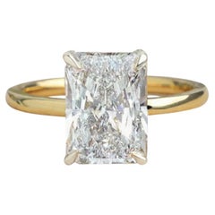 Bague de fiançailles en or blanc 18 carats 8 carats taille rayonnante
