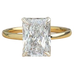 Bague de fiançailles en or blanc 18 carats 8 carats taille rayonnante