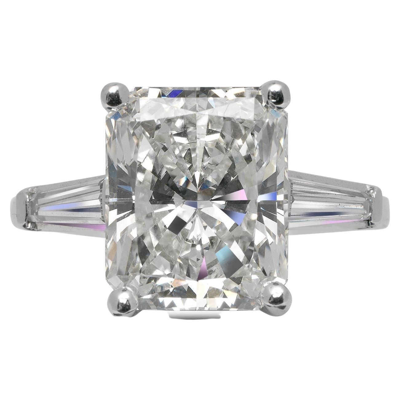 5 Carat Radiant Cut Diamond Engagement Ring GIA Certified I VS2