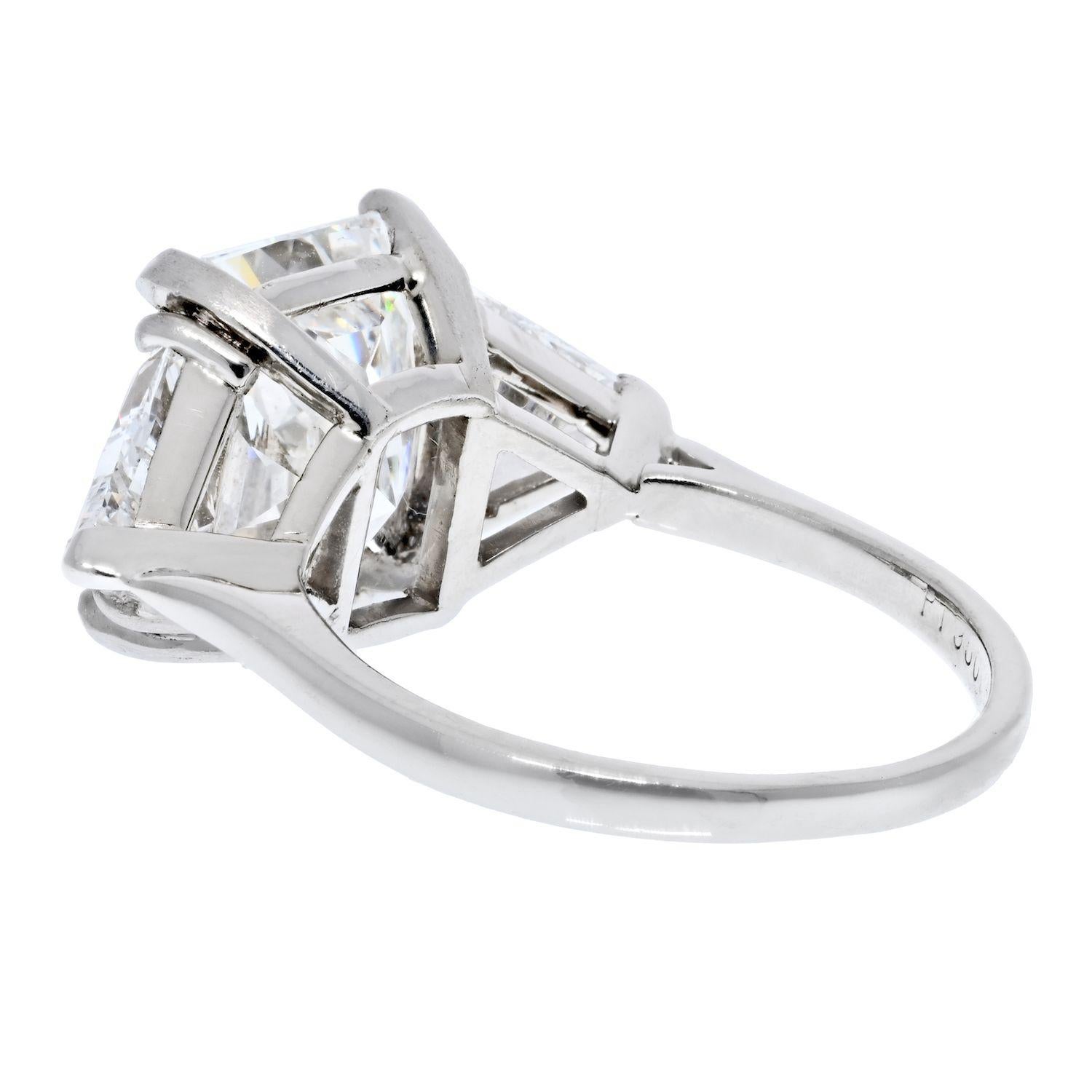 Modern 5 carat Radiant Cut Diamond G/VS2 GIA 5.56 Carat Radiant Cut Three Stone Engagem For Sale