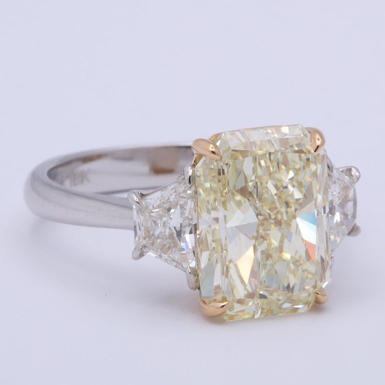 5 Carat Radiant Cut Yellow Diamond Ring GIA Certified For Sale at