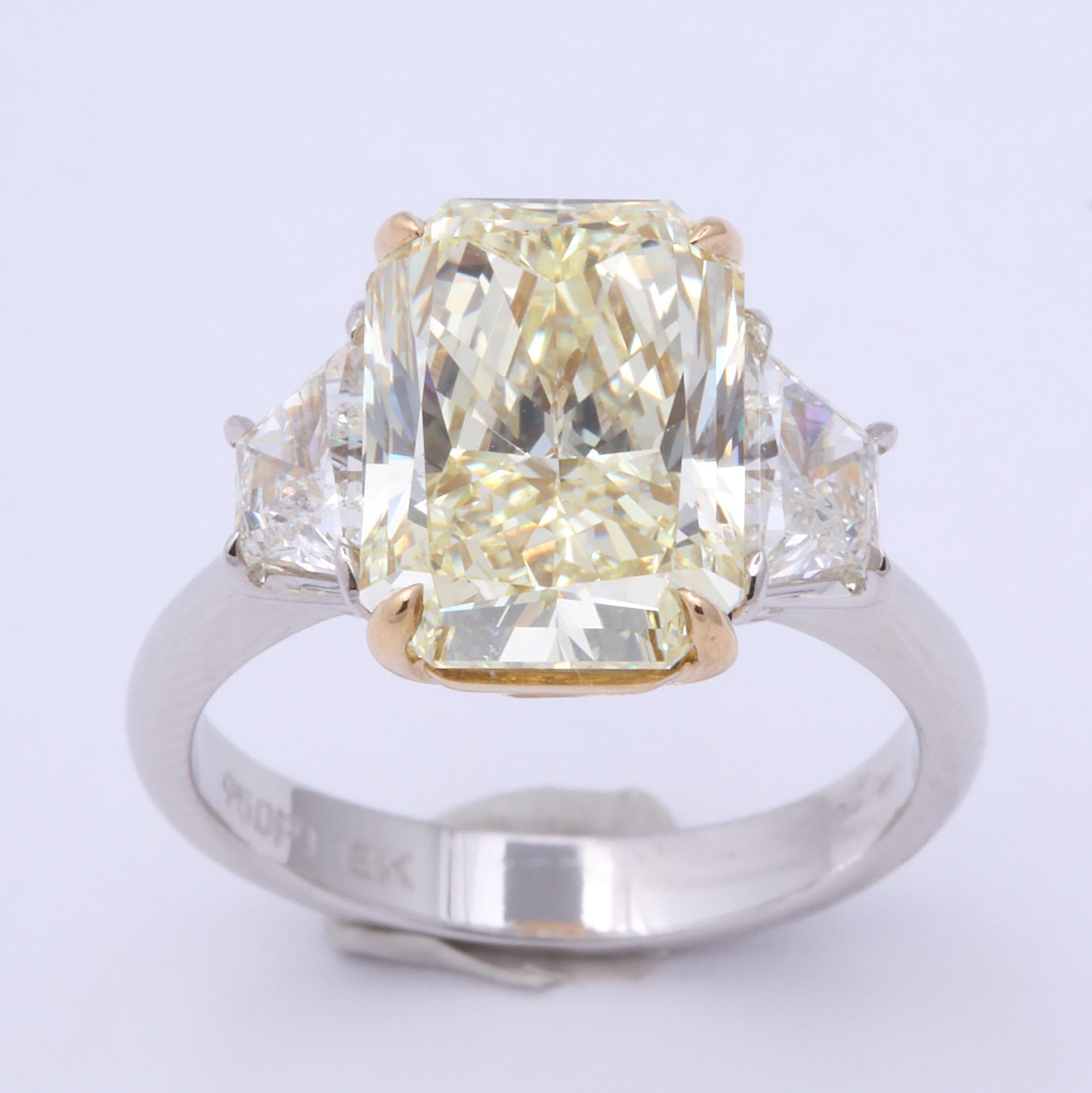 Women's 5 Carat Radiant Cut Yellow Diamond Ring GIA Certified