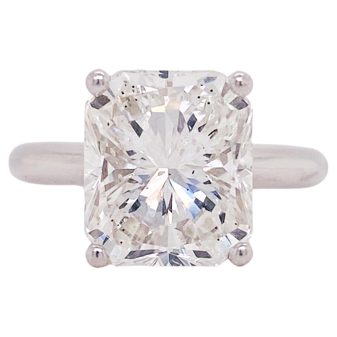 GIA Radiant 5 Carat Diamond Solitaire Platinum Engagement Ring 