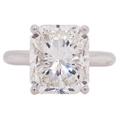 GIA Radiant 5 Carat Diamond Solitaire Platinum Engagement Ring 