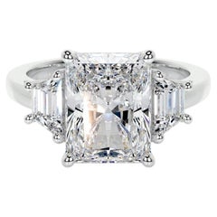 5 Carat Radiant Statement Brilliant White / F color SI 14K White Gold