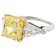 5 Carat Radiant Statement Fancy Yellow 14K Gold A Crown-Worthy Fancy Rarity