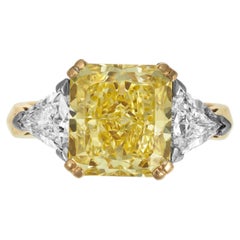 5 Carat Radiant Statement Fancy Yellow Sunlit Royal Radiance Diamond Ring