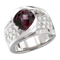 Bague rhodolite 5 carats et diamant, or 14 carats, Ben Dannie