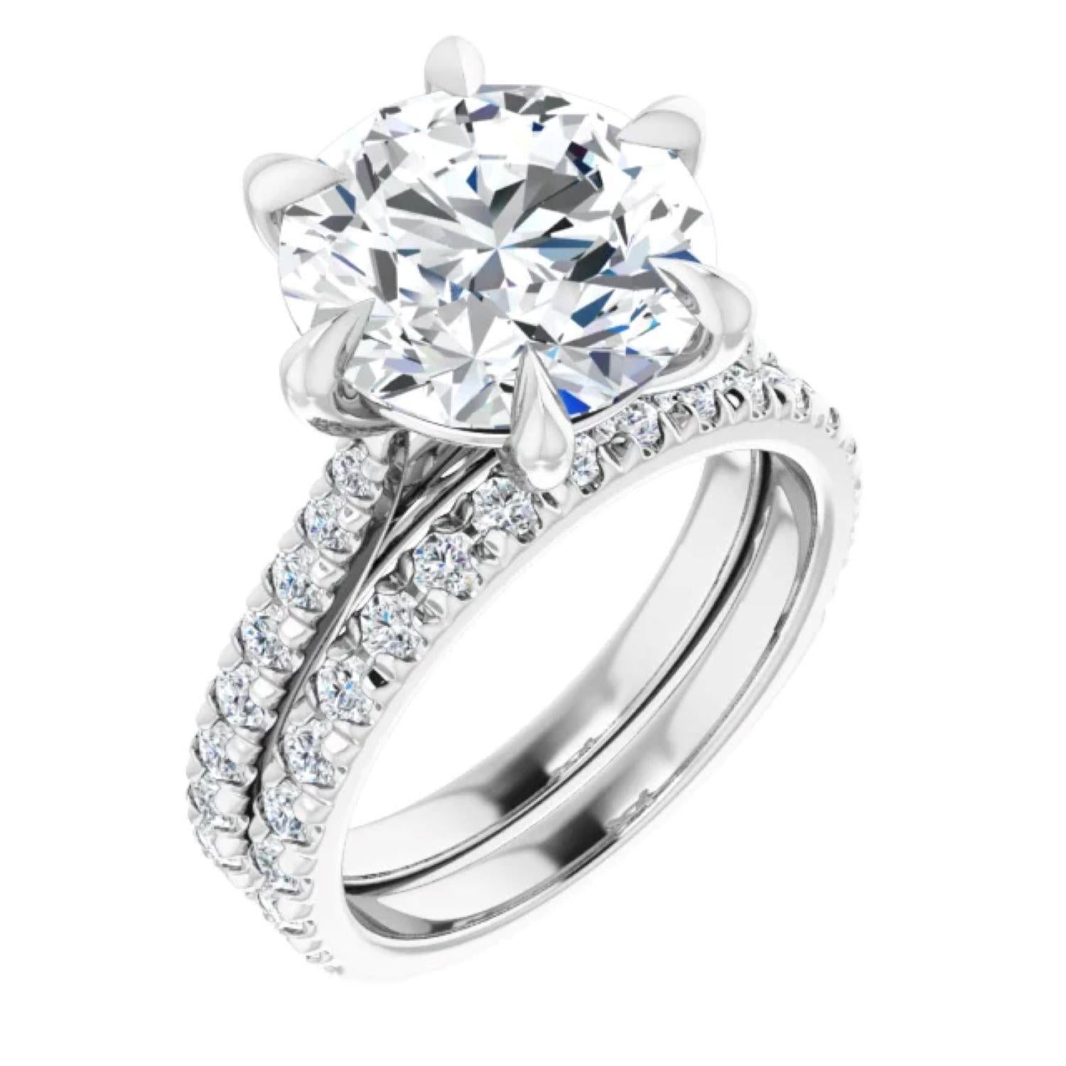 Women's 5 carat round accented engagement ring For Sale
