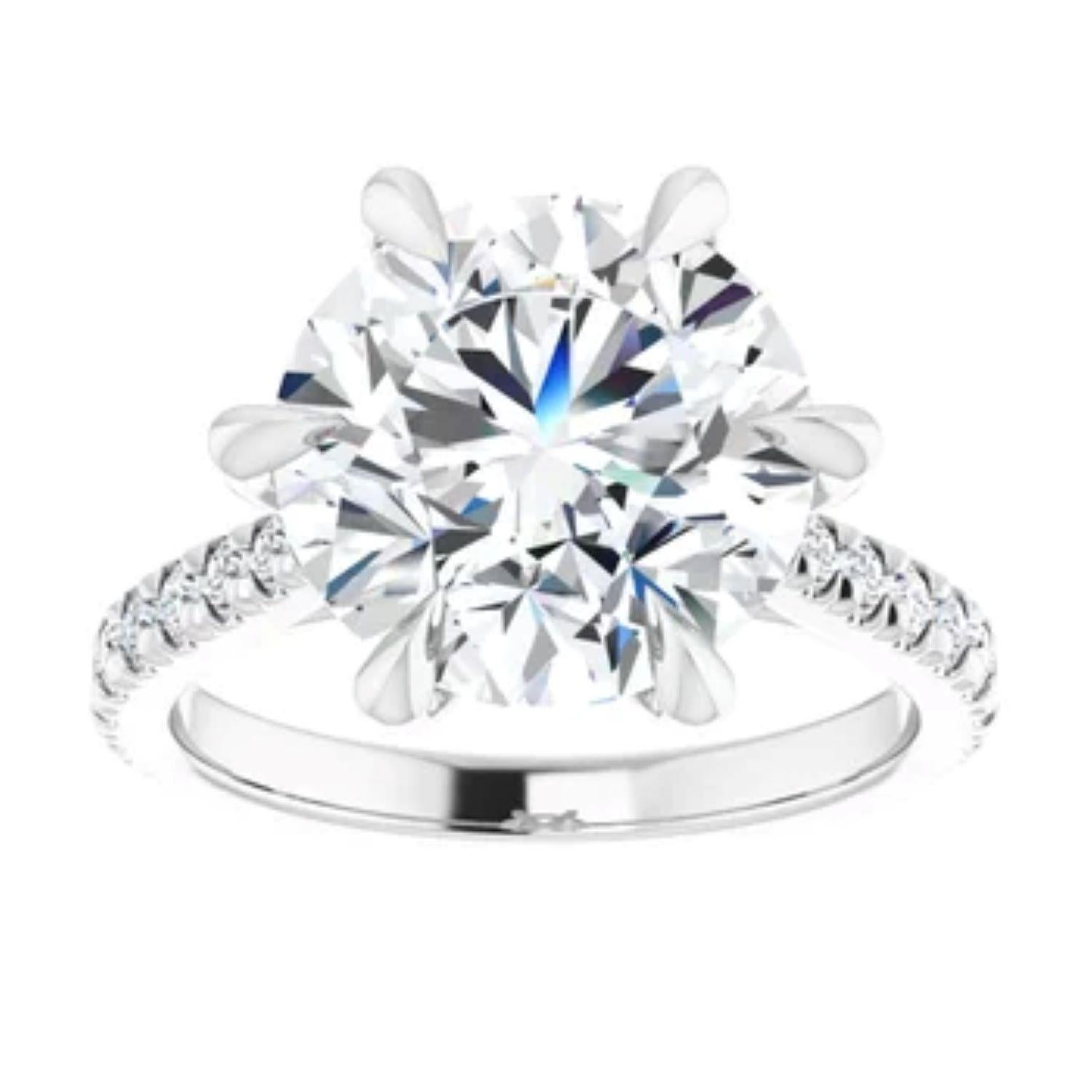 5 carat round accented engagement ring For Sale 2