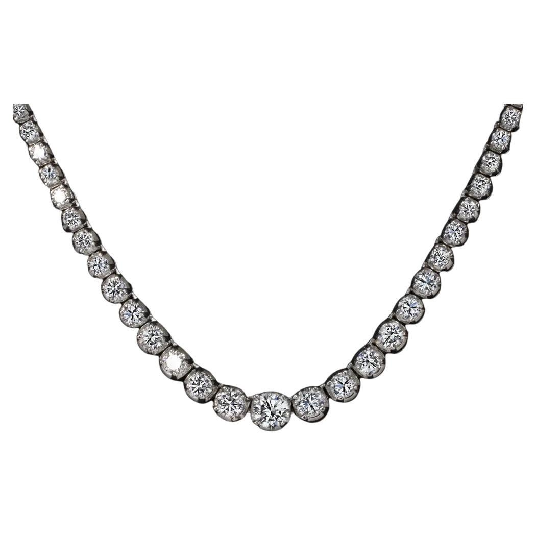 84 Carat Oval Brilliant Cut Diamond Riviera Diamond Tennis Necklace For