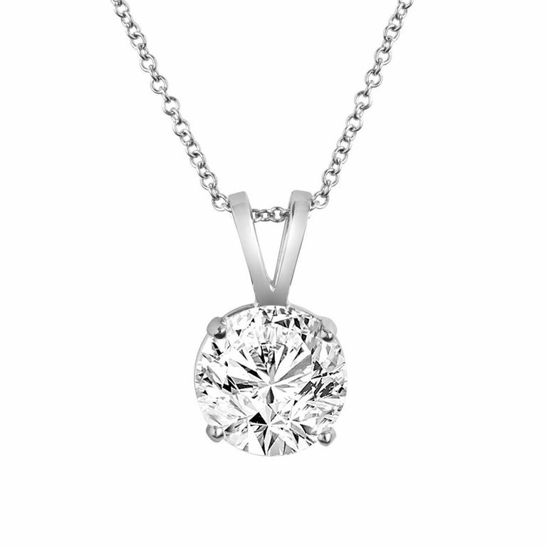 5 Carat Round Brilliant Cut Diamond Solitaire Pendant 14 Karat Gold For