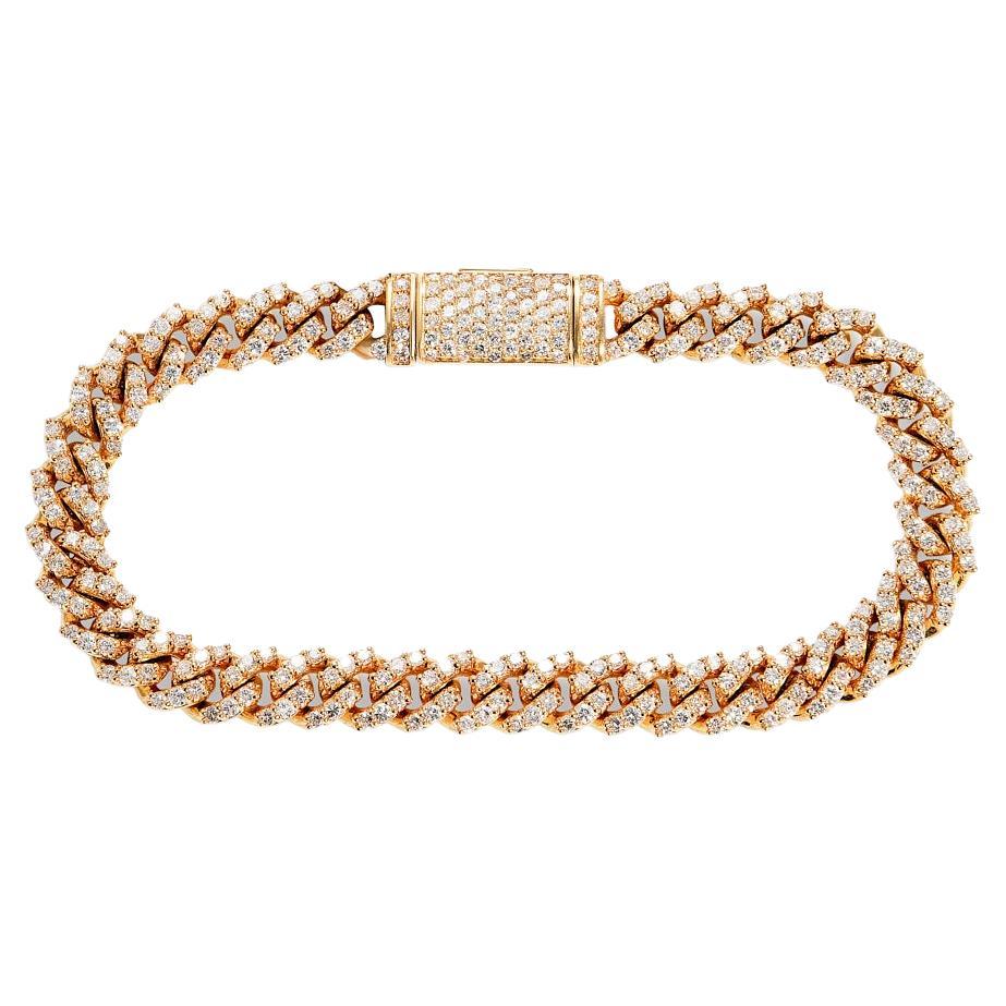 5 Carat Round Brilliant Diamond Cuban Link Chain Bracelet Certified For Sale