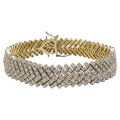 5 Carat Round Brilliant Diamond Dancing Tennis Bracelet in 14k Two-Tone Gold