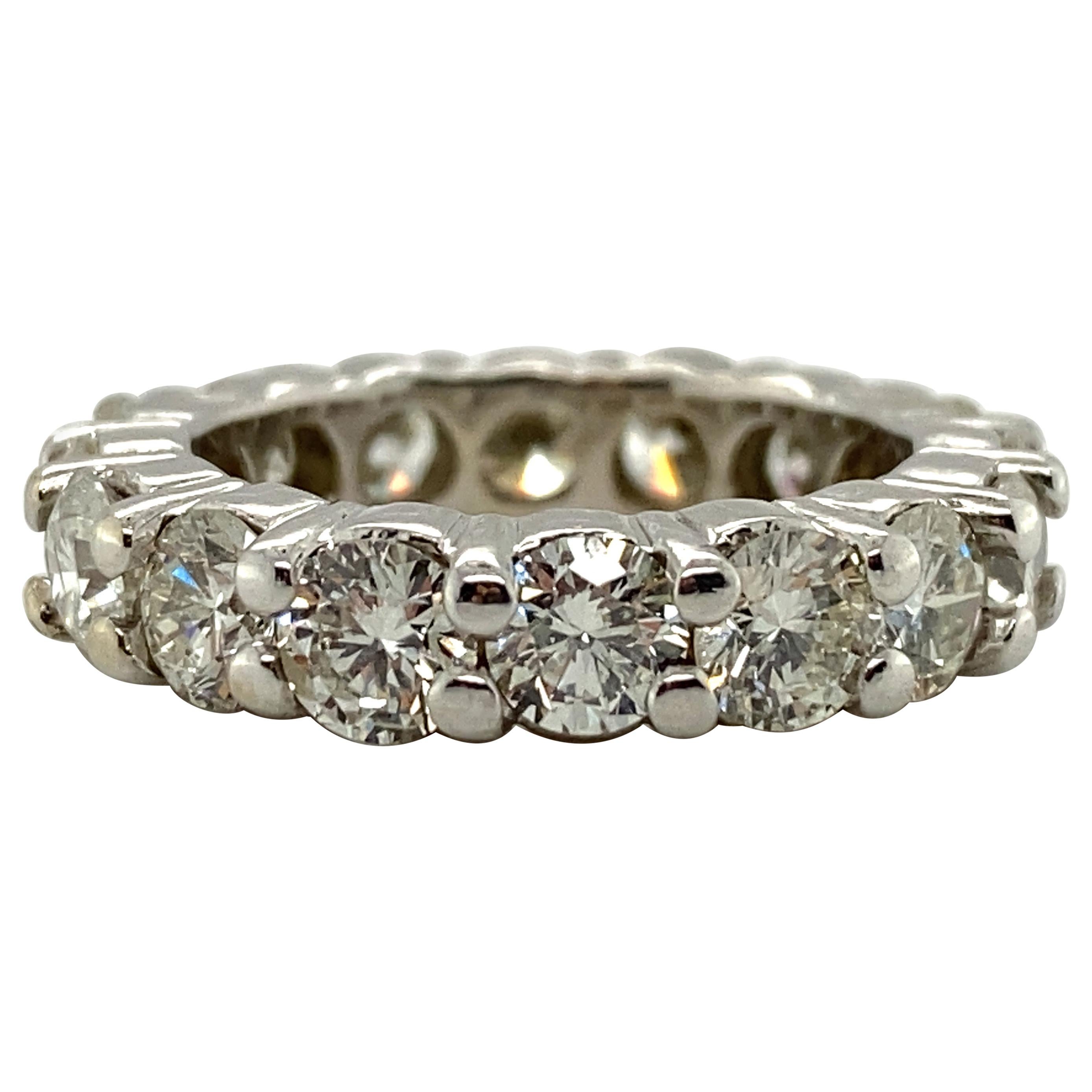 5 Carat Round Brilliant Diamond Eternity Band For Sale