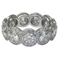 5 Carat Round Brilliant Diamond Halo Eternity Band in 18k White Gold