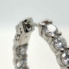 5 Carat Round Brilliant Diamond Hoop Earrings in 14k White Gold