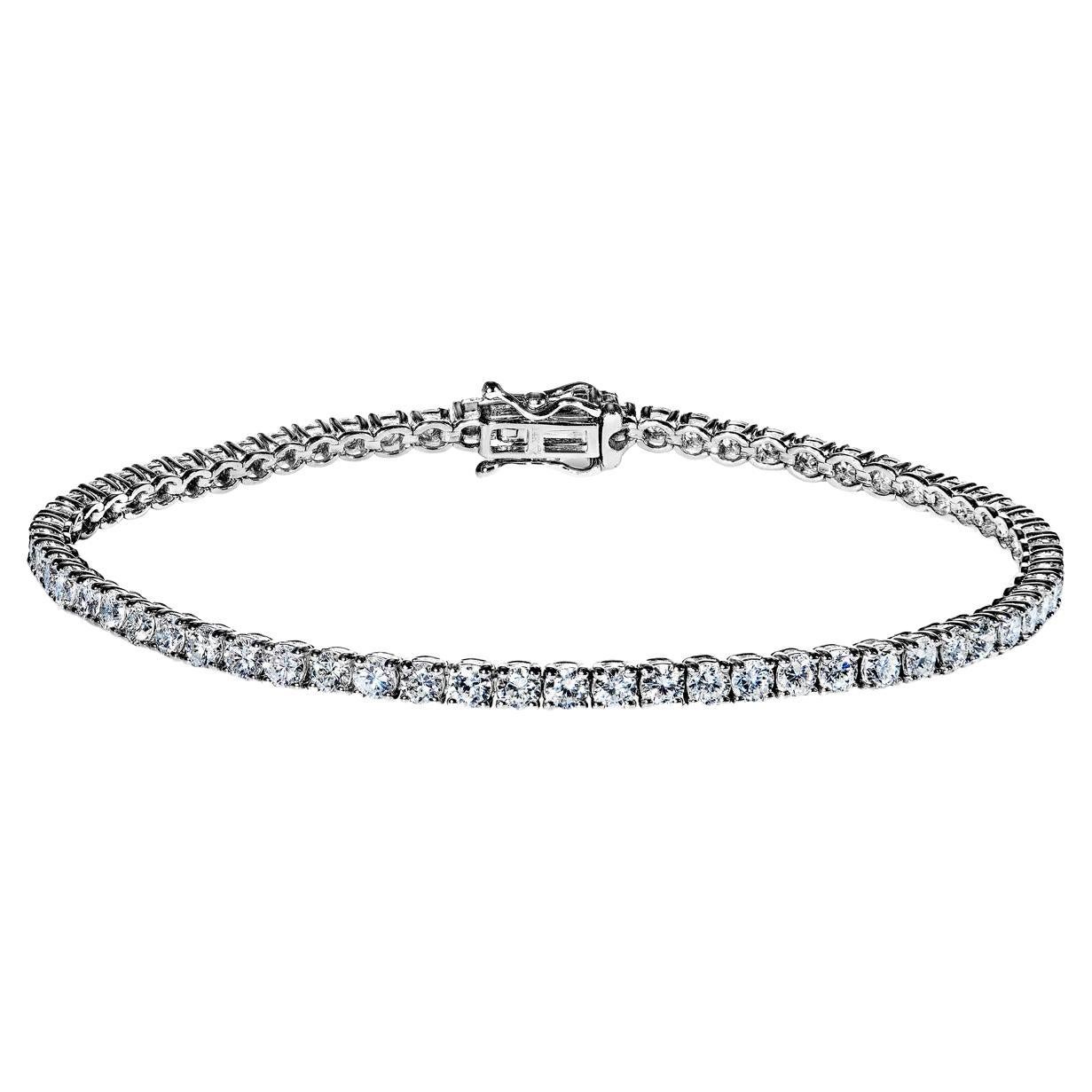5 Carat Round Brilliant Diamond Single Row Bracelet Certified For Sale