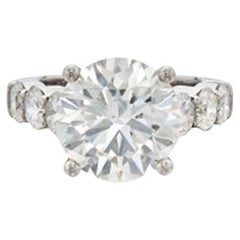 5 Carat Round Brilliant Statement Brilliant White 14K White Gold Diamond Ring