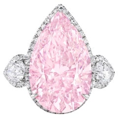 5 Carat Pear Brilliant Statement Fancy Pink 14K Diamond Ring