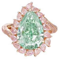 5 Carat Round Brilliant Statement Fancy Yellow Diamond Ring
