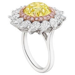 5 Carat Round Brilliant Statement Fancy Yellow 14K White Gold