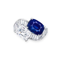 5 Carat Round Brilliant Statement Royal Blue Sapphire 14K Gold Refined Grandeur