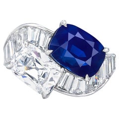 5 Carat Round Brilliant Statement Royal Blue Sapphire 14K Gold Refined Grandeur