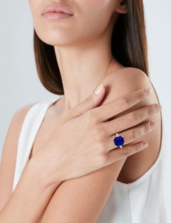 5 Carat Round Brilliant Statement Royal Blue Sapphire 14K White Gold