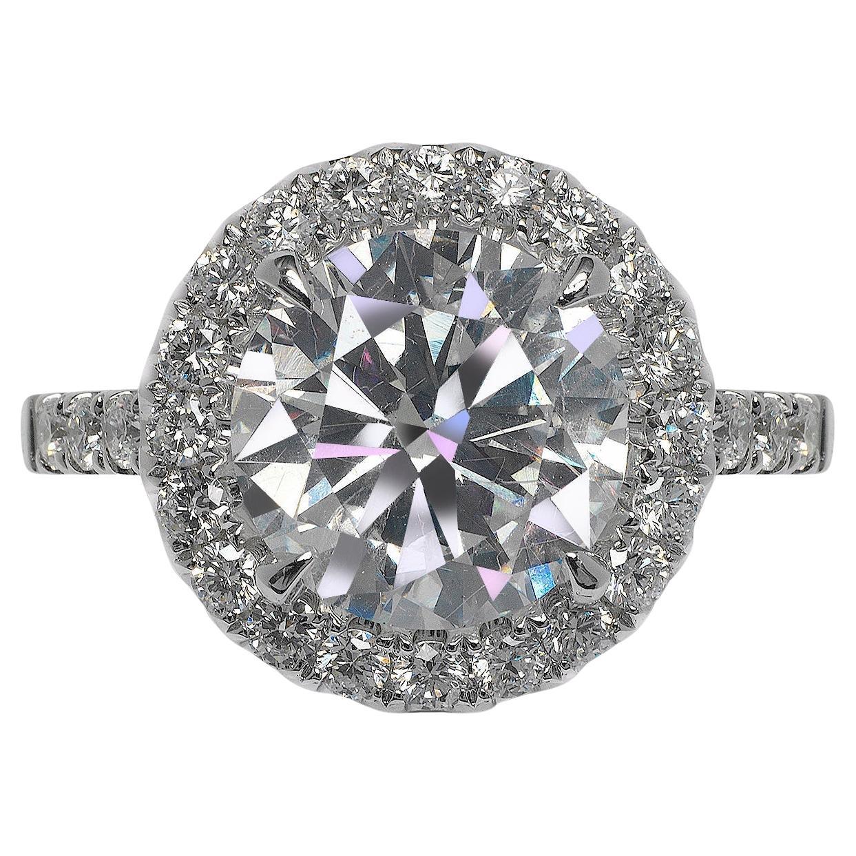 5 Carat Round Cut Diamond Engagement Ring EGL Certified E VS2 For Sale