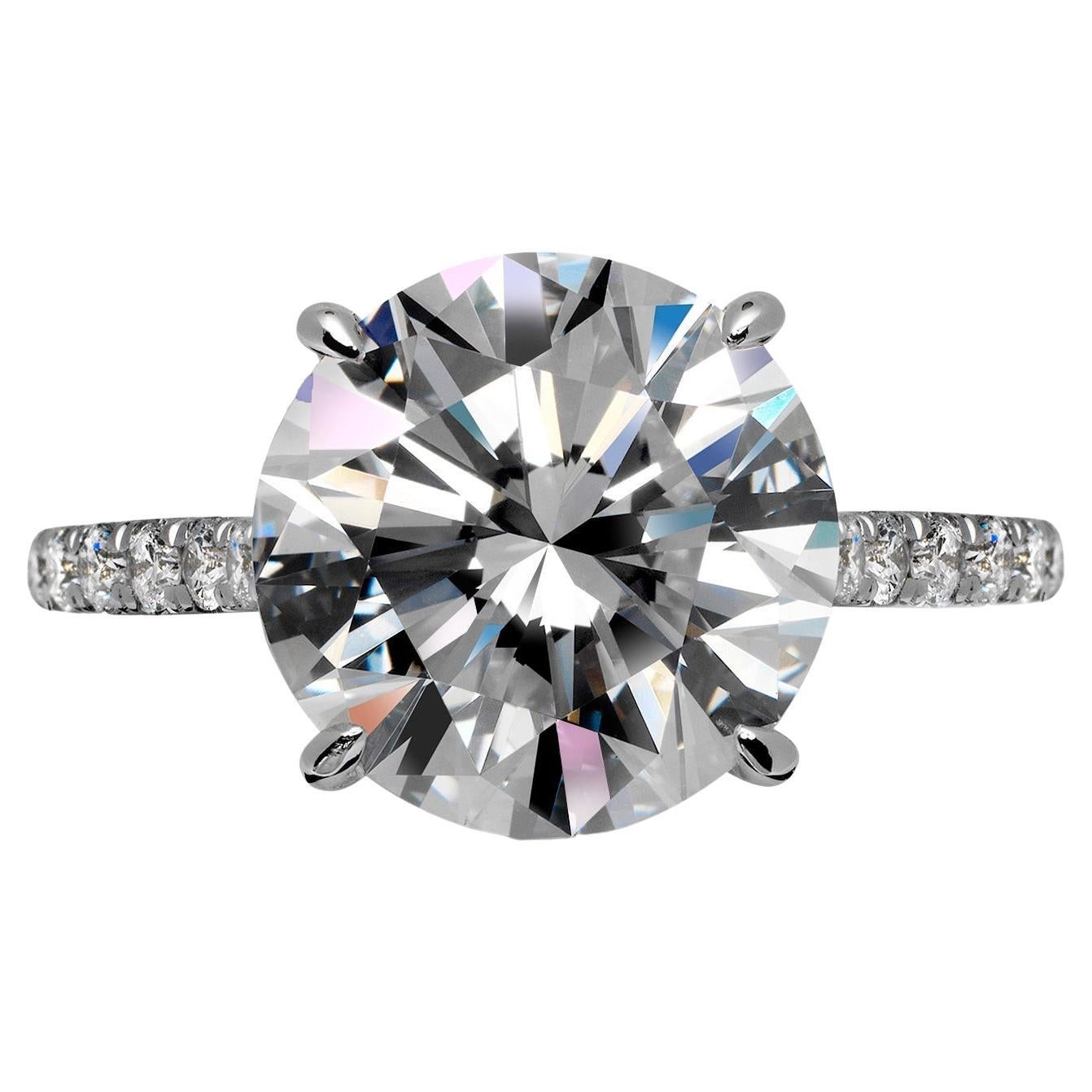 Bague de fiançailles avec diamant taille ronde de 5 carats certifié GIA E VS1