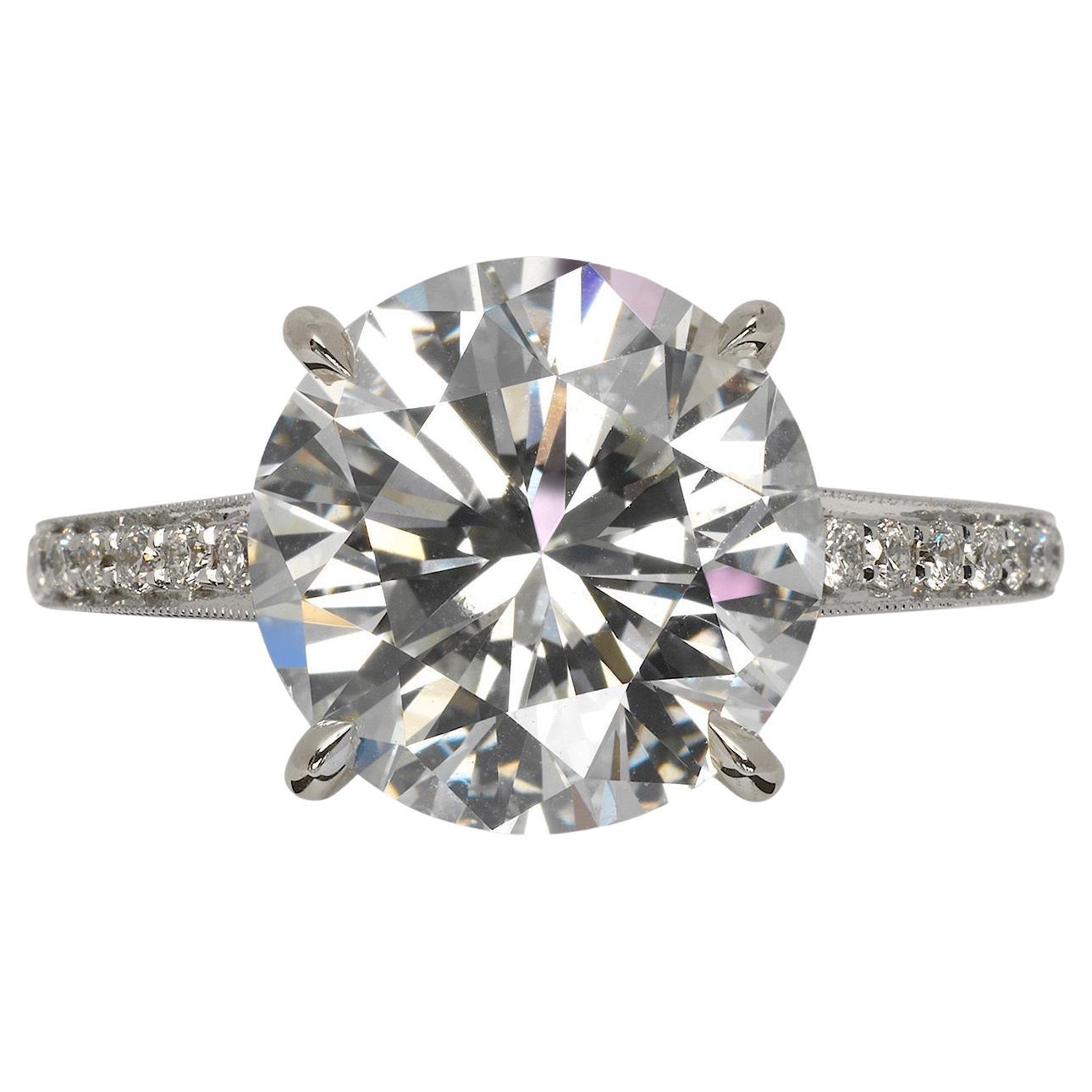 Bague de fiançailles avec diamant taille ronde de 5 carats certifié GIA K SI1